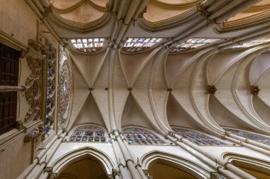 Toledo, Spain - Dec 10, 2021: Interior of the Santa Iglesia Catedral Primada de Toledo Roman Catholic church and The Primate Cathedral of Saint Mary in Spain.