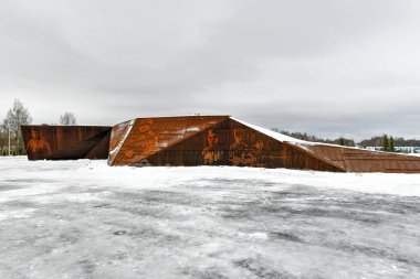 Rzhev, Rusya - 18 Aralık 2021: Rzhev Anıtı, Rzhev Savaşları 'na adanmış Sovyet Askerleri için.
