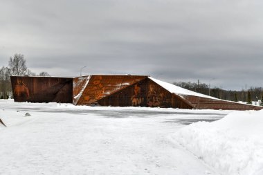 Rzhev, Rusya - 18 Aralık 2021: Rzhev Anıtı, Rzhev Savaşları 'na adanmış Sovyet Askerleri için.