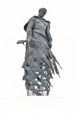 Rzhev, Rusya - 18 Aralık 2021: Rzhev Anıtı, Rzhev Savaşları 'na adanmış Sovyet Askerleri için.