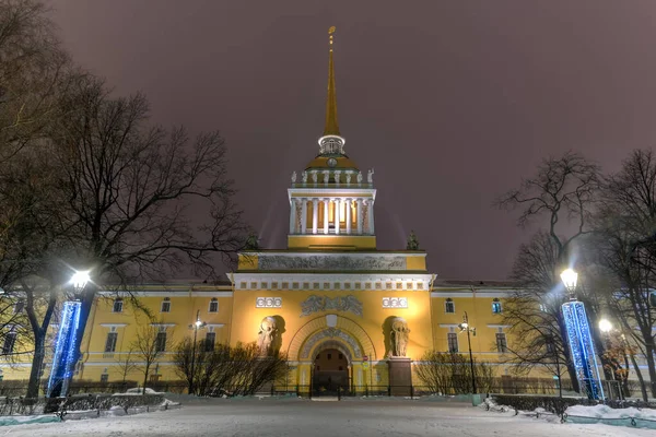 Admiralsgebäude Abend Sankt Petersburg Russland Winter — Stockfoto
