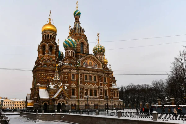 Церква Спасителя Пролитій Крові Санкт Петербург Росія Взимку — стокове фото