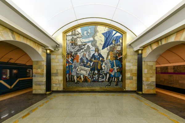 Petersburg Rosja Grudnia 2021 Wnętrze Holu Stacji Admiralteyskaya Stacja Jest — Zdjęcie stockowe