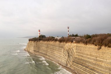 Rusya 'nın Gelendzhik kentindeki Burun Tolsty' deki deniz fenerinin hava görüntüsü.