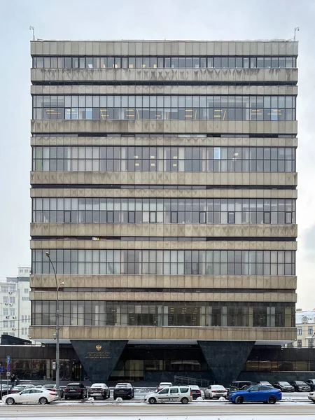 俄罗斯莫斯科 2022年1月28日 俄罗斯联邦政府分析中心建筑立面 位于罗西莫斯科Akademika Sakharova大道 — 图库照片