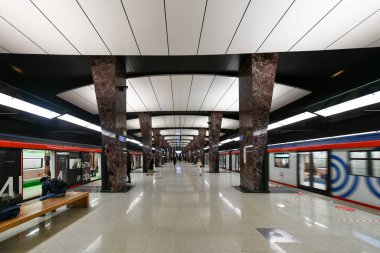 Moskova, Rusya - 26 Ocak 2023: Moskova, Rusya 'daki Khoroshyovskaya Metro İstasyonu.
