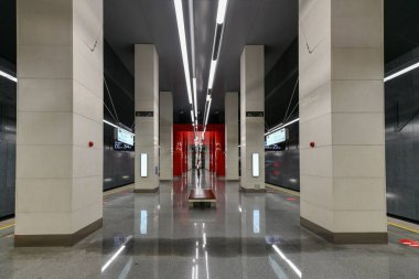 Moskova, Rusya - 26 Ocak 2023: Moskova, Rusya 'daki Mnyovniki Metro İstasyonu.