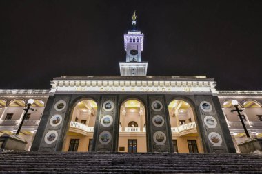 Moskova, Rusya - 22 Ocak 2022: Moskova, Rusya 'daki Kuzey Nehri Terminali' ne bakın. Terminal 1937 'de inşa edildi..