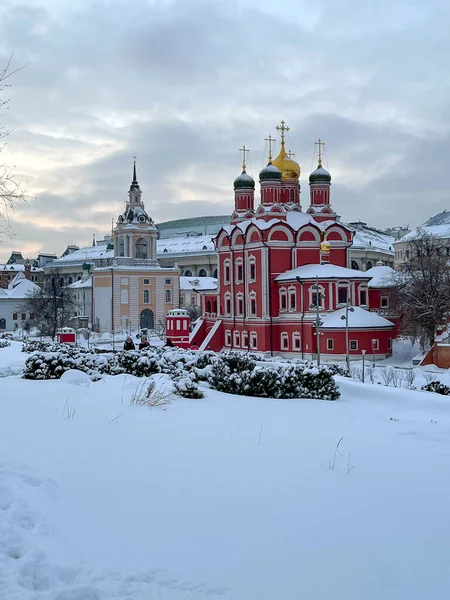 Iglesia San Jorge Victorioso Montaña Pskov Moscú Rusia Durante Invierno —  Fotos de Stock