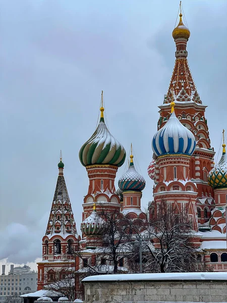 Catedral Basílio Praça Vermelha Moscou Durante Tempo — Fotografia de Stock