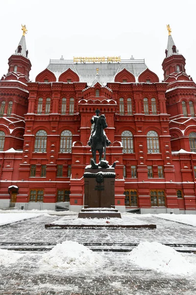 Moscow Russia Jan 2023 Sculptural Monument Soviet Commander Marshal Georgy — Stock Photo, Image