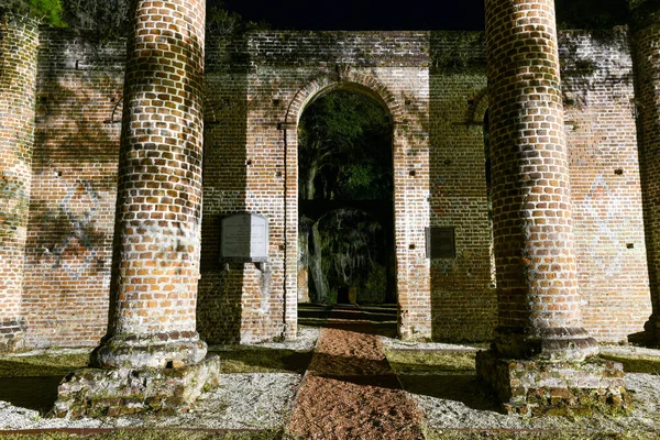 Руины Старой Церкви Шелдона Историческом Месте Северном Округе Бофорт Около — стоковое фото
