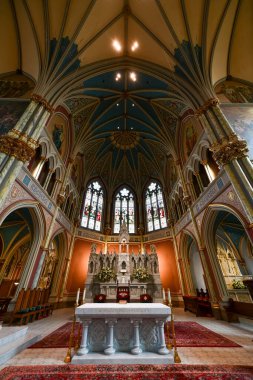 Savannah, Georgia - 21 Şubat 2022: Vaftizci Aziz John Kilisesi Basilikası Savannah, Georgia