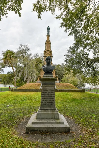 Savannah Febrero 2022 Monumento Estatua Confederada Guerra Civil Ubicado Forsyth — Foto de Stock