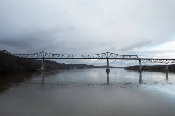 Vista Aérea Del Puente Rip Van Winkle Que Cruza Río —  Fotos de Stock