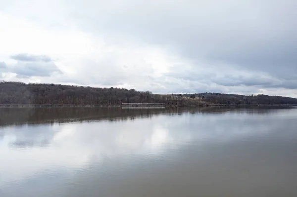 Widok Lotu Ptaka Most Rip Van Winkle Łączący Rzekę Hudson — Zdjęcie stockowe