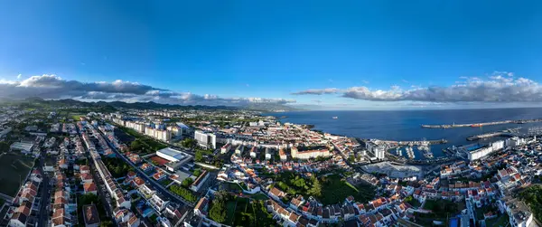 Widok Lotu Ptaka Ponta Delgada Wyspę Sao Miguel Azorach Portugalii — Zdjęcie stockowe