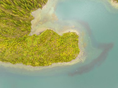 Sao Miguel Adası, Azores, Portekiz 'deki Lagoa do Fogo Gölü' nün güzel panoramik manzarası..