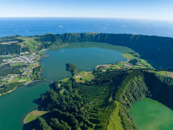 Вид Смотровой Площадки Miradouro Vista Rei Озеро Sete Cidades Острове — стоковое фото
