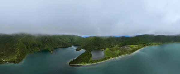 Hermosa Vista Panorámica Aérea Del Lago Lagoa Fogo Isla Sao — Foto de Stock