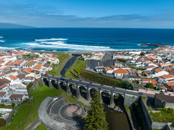 Gemeente Centraal Plein Van Ribeira Grande Brug Ponte Dos Oito — Stockfoto