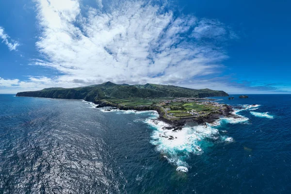 Flygfoto Från Ponta Castelo Klippig Kustlinje Västkusten Sao Miguel Island — Stockfoto