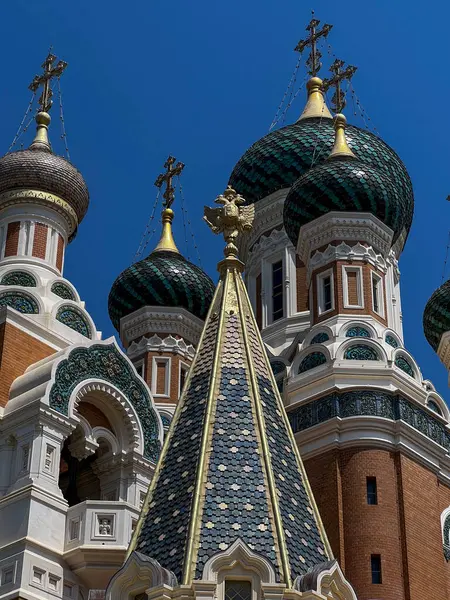 Свято Николаевский Православный Собор Ницце Лазурный Берег Франции Самый Большой Стоковое Изображение