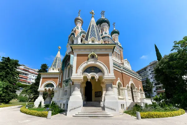 法国科德阿苏尔地区尼斯市的圣尼古拉斯东正教大教堂 它是西欧最大的东正教大教堂 图库照片