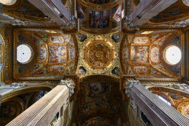 Cenova, İtalya - 29 Temmuz 2022: 17. yüzyılda İtalya 'nın Cenova kentinde inşa edilen Katolik Kilisesi, Annunziata del Vastato Bazilikası