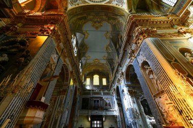Cenova, İtalya - 29 Temmuz 2022: Barok Kilisesi Chiesa dei Santi Vittore e Carlo.