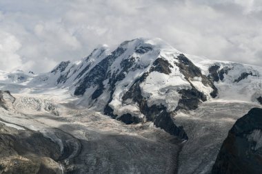 Gorner Buzulu 'nun panoramik manzarası. İsviçre 'nin Zermatt şehrinde yer almaktadır ve Alplerdeki en büyük ikinci buzuldur..