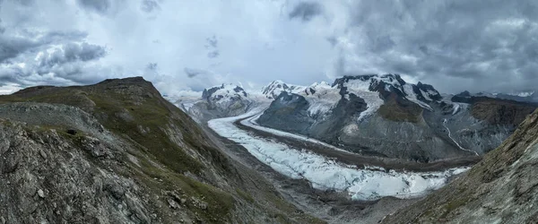 Ledovce Sníh Podél Švýcarského Ledovcového Ráje Zermattu Švýcarsku Stock Obrázky