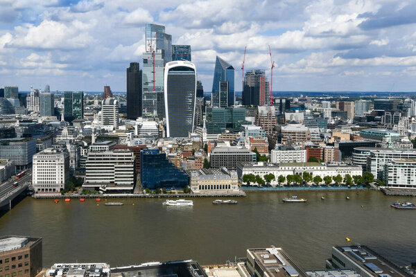 Skyscrapers of the City of London over the Thames, England
