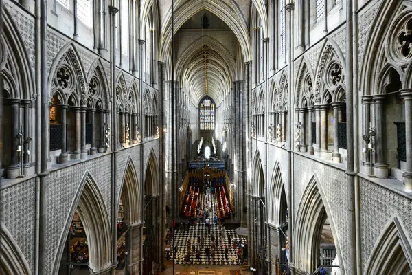 London Storbritannien Aug 2022 Interiör Westminster Abbey Med Gotisk Stil Stockbild