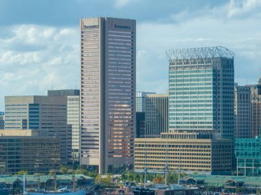 Baltimore, Maryland - 10 Eylül 2022 Baltimore İç Limanı 'nın havadan görünüşü.