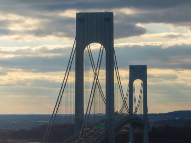 Aerial view of the Verrazzano Narrows Bridge in New York from Brooklyn. clipart