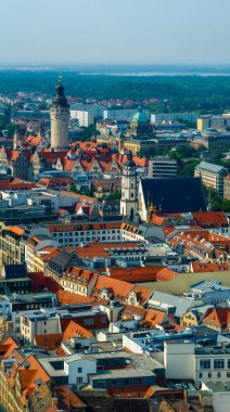 Leipzig, Saksonya, Almanya 'da Leipzig kentinin panoramik manzarası.