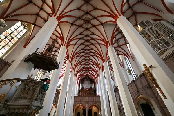 Leipzig Duitsland Jul 2023 Lutherse Thomas Kerk Thomaskirche Interieur Leipzig Rechtenvrije Stockafbeeldingen