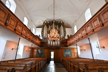 Kopenhag, Danimarka - 15 Temmuz 2023 Holmens Kirke Kilisesi Kopenhag Holmens Kanalı, Danimarka