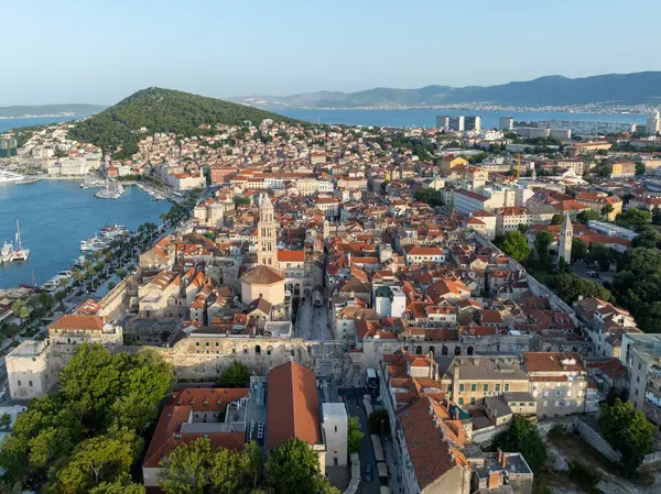 stock image Aerial view of the old city of Split, Croatia.