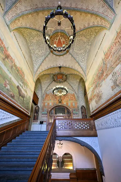 stock image Copenhagen, Denmark - Jul 17, 2023: Copenhagen town hall Interior. Historic City Hall Building in Denmark. interior Hall building Kobenhavns located on Square in central Copenhagen.