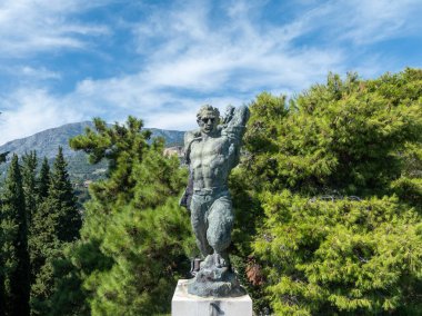 Herceg Novi, Karadağ - 1 Ağustos 2023: İkinci Dünya Savaşı 'nda hayatını kaybeden askerler ve faşizm mağdurları anıtı, Savina. Karadağ, Herceg Novi.