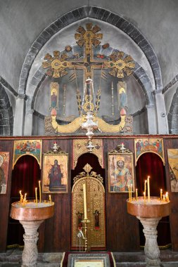 Kotor, Karadağ - 1 Ağustos 2023: Kotor Old City, Karadağ 'daki Saint Luke Kilisesi' nin İçişleri.