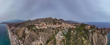 Taormina Sicilya, İtalya güzel yaz günü'hava panoramik