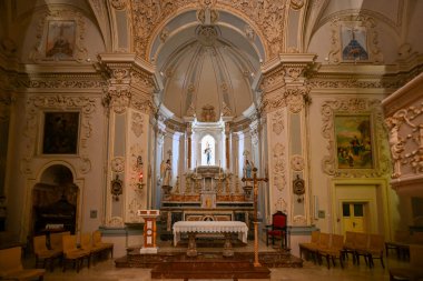 Taormina, İtalya - 21 Ağustos 2023: Chiesa di San Giuseppe, İtalya 'nın Sicilya şehrinin tarihi merkezinde küçük bir tarihi kilise.