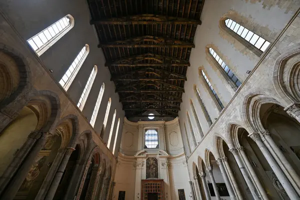 stock image Naples, Campania, Italy - Aug 15, 2023: Monumental basilica of the thirteenth century in Piazza San Gaetano which houses the Museum of the Opera of San Lorenzo Maggiore