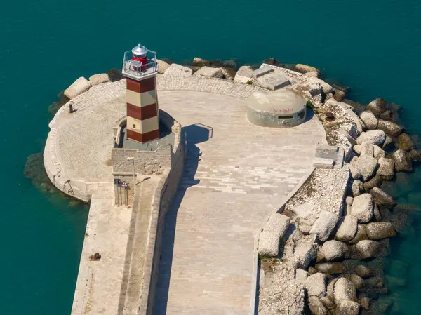 stock image Aerial view of the Faro Rosso Lighthouse in Monopoli, Puglia