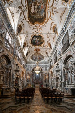 Palermo, İtalya - 29 Ağustos 2023: Tarihi Palermo, Sicilya, İtalya 'da Lekesiz Gebelik Kilisesi.
