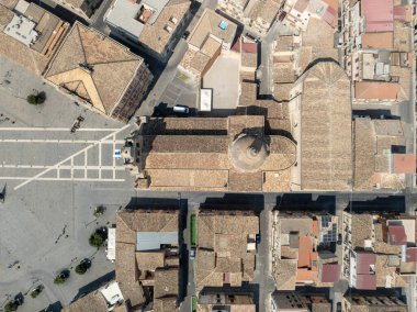 İtalya, Sicilya 'da altıgen kasaba meydanı olan küçük bir kasaba olan Grammichele' nin havadan görünüşü.