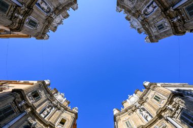 Sicilya Villena Meydanı, Palermo, İtalya Quattro Canti.